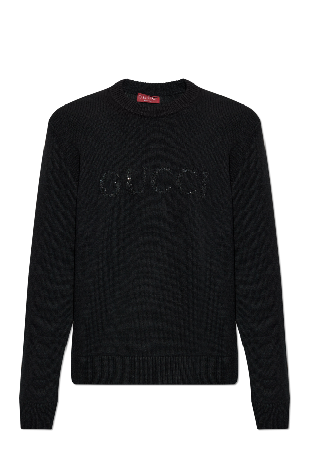 SchaferandweinerShops Anguilla GUCCI QUILTED POUCH WITH LOGO Black Sweater with cashmere finish Gucci